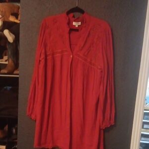 Umgee Red Boho Button-Front Blouse